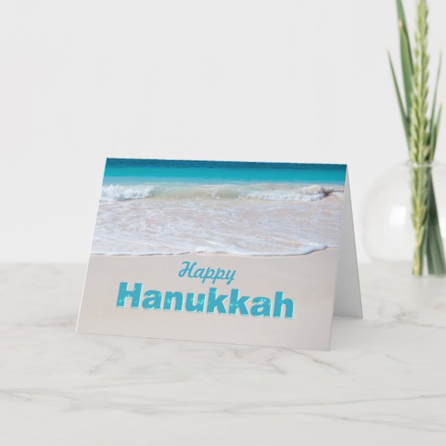 Viktkort för tropisk Oceansk strand Hanukkah Helgkort (Framsida)