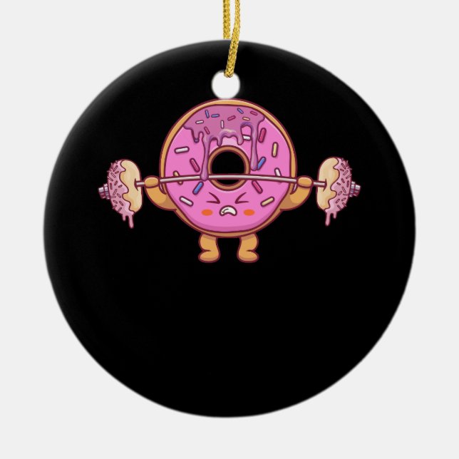 Viktning Barbell Funny Workout Gym Weightlifte Julgransprydnad Keramik (Framsidan)