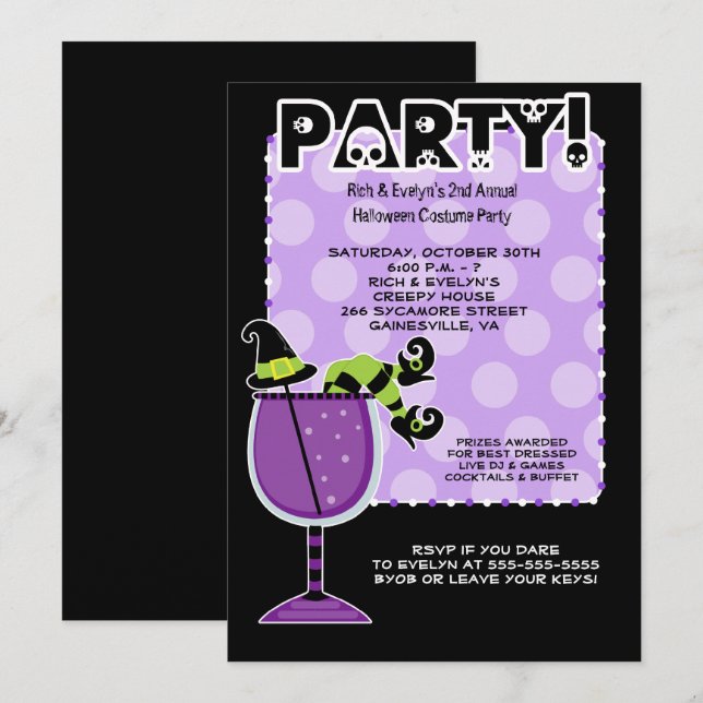 Viktning i Cocktail-inbjudan Halloween fest 5x7 Inbjudningar (Fram/baksida)