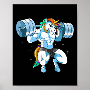 Viktningsbarbell - Lustigt Unicorn Weightlifter Poster
