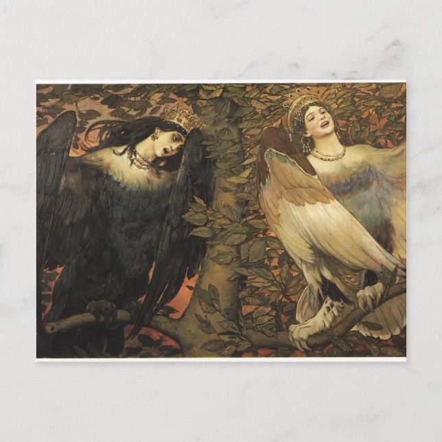 Viktor Vasnetsov- The Birds of Joy and Sorrow Vykort (Framsida)