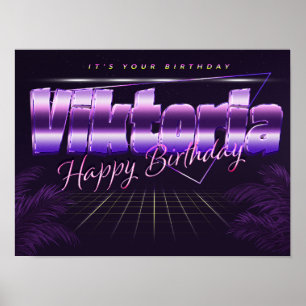 Viktoria Namn Vorname lila retro Poster Geburtstag