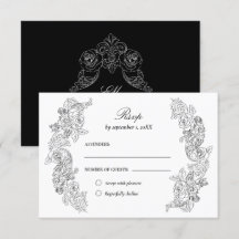 Viktorian Black and White Bröllop OSA Card