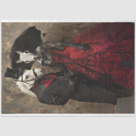 Viktorian Black Red Dsed Horses Decoupage