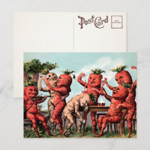Viktorian Carrots Partying Postcard Vykort