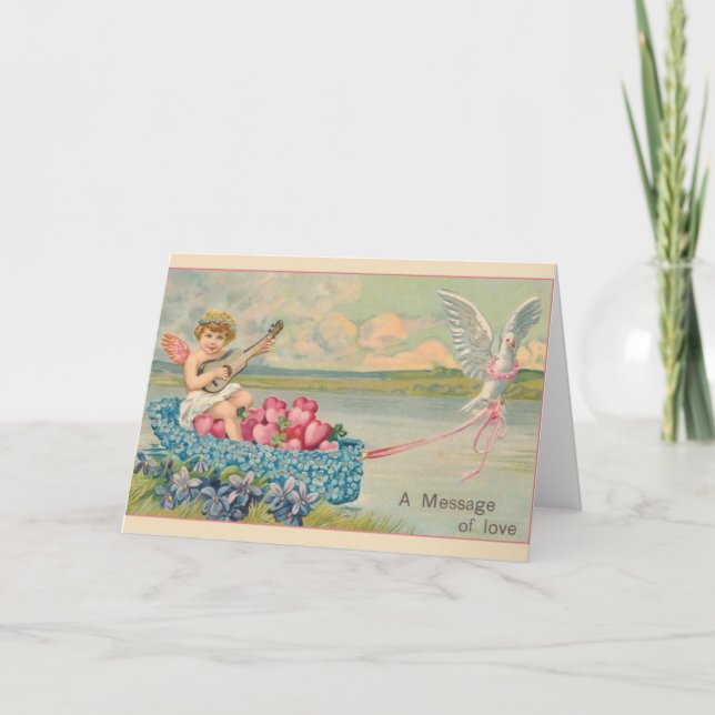 Viktorian Cherub Valentine Day Greeting Card Helgkort (Framsida)