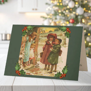 Viktorian Children God jul Greeting Card Helgkort