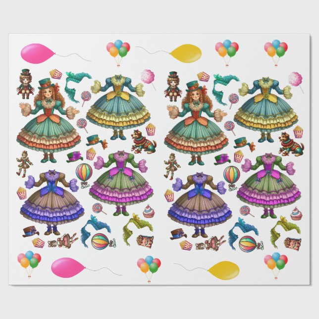 Viktorian Circus papper docka och klänningar Presentpapper (Platt)