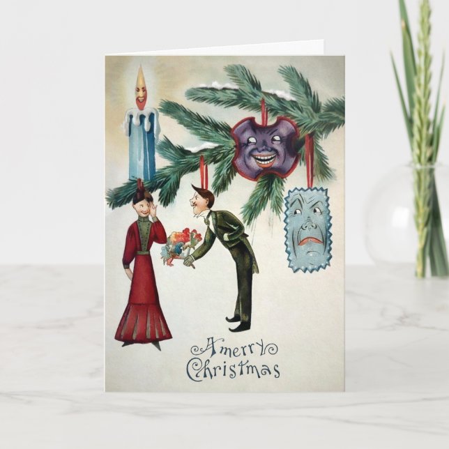 Viktorian Creepy Träd Ornaments julkort Helgkort (Framsida)