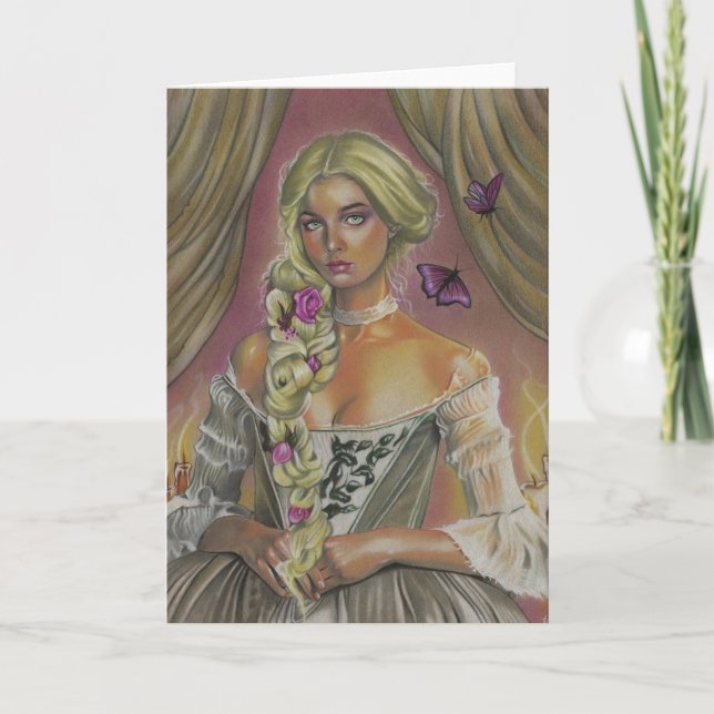 Viktorian Dam Claudette Fantasy Art Greeting Card Kort (Framsida)