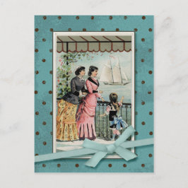 Viktorian Dam & Girl Vintage Reproduction Vykort