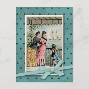Viktorian Dam & Girl Vintage Reproduction Vykort