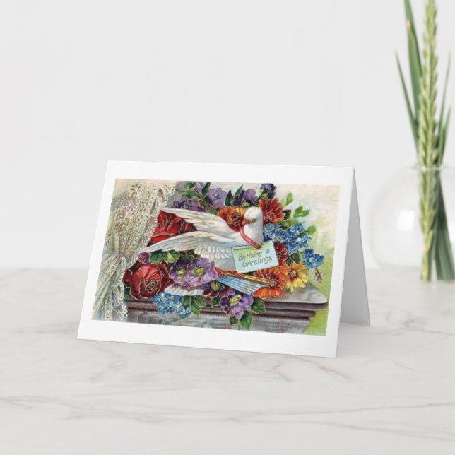 Viktorian Dove Birthday Greeting Card Kort (Framsida)