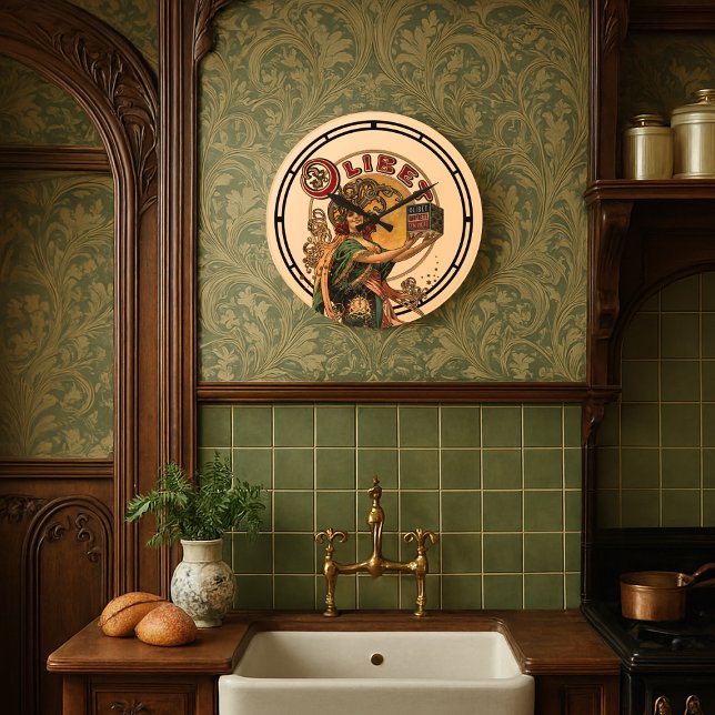 Viktorian Era Art nouveau Fransk Biscuits Ad Stor Klocka (Skapare uppladdad)