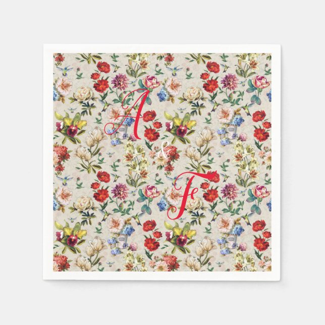 Viktorian-Era-Blommigtens vattenfärg Pappersservett (Framsidan)