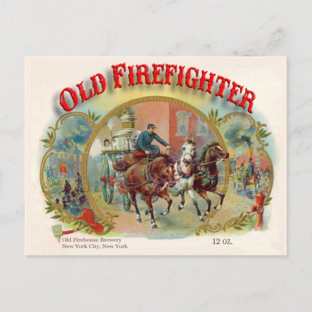 Viktorian Era Gamle Firefighter Postcard Vykort (Framsida)