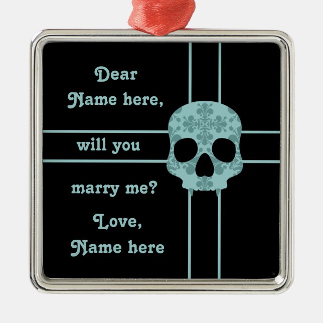 Viktorian goth Damask skalle giftermål frieri Julgransprydnad Metall (Framsidan)