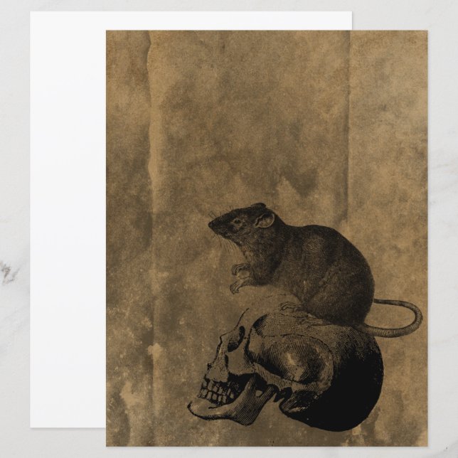 Viktorian Halloween Gothic Mouse Scrapbook Papper (Fram/baksida)