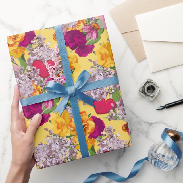Viktorian Hearts and Flowers Gift Wrap Presentpapper (Gifting)