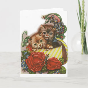 Viktorian Kitten Valentine Day Greeting Card Helgkort