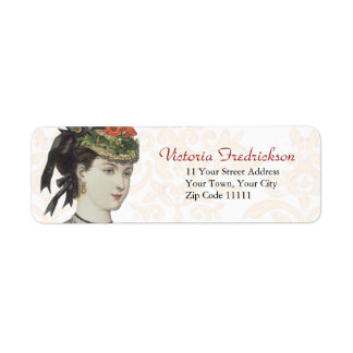 Viktorian Mode Plate Detail - vacker Dam Returadress Etikett