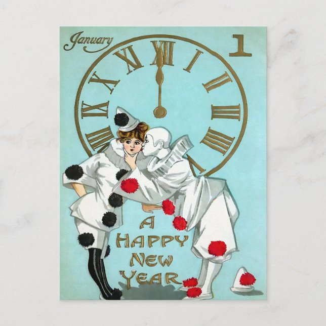 Viktorian New Years Clock (1 av 4) vykort (Framsida)