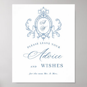 Viktorian Ornate Grace Blommigt Blue Advice & Önsk Poster