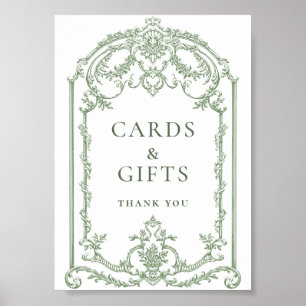 Viktorian Ornate Grace Blommigt Sage Cards och GPS Poster