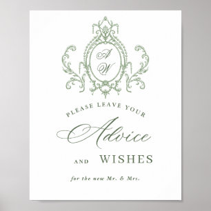 Viktorian Ornate Grace Sage Grönt Advice & Önskemå Poster