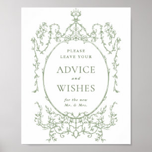 Viktorian Ornate Sage Grönt Advice & Önskemål Poster