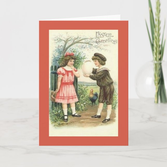 Viktorian Påsk-hälsningskort Helgkort (Framsida)