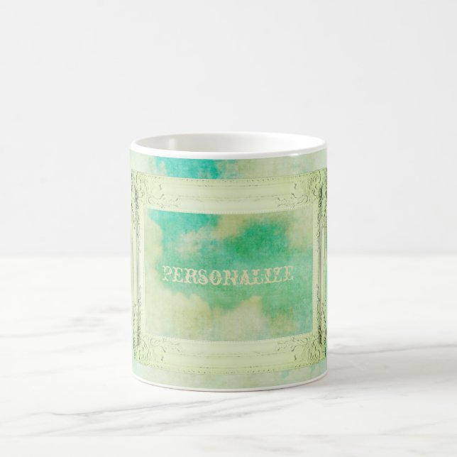 Viktorian ram himlar molnmålning elegant teal kaffemugg (Center)