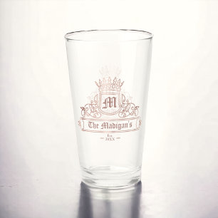 Viktorian Ro Guld Monogram Pint Pub Glass Glaskopp