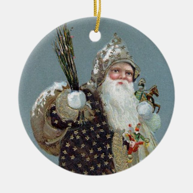 Viktorian Santa Carrying Gifts Vintage Ornament (Framsidan)