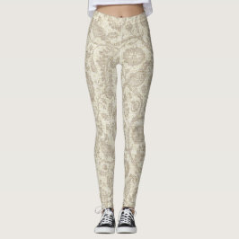 Viktorian Stil Blommigt Vine Cascade Large Print Leggings