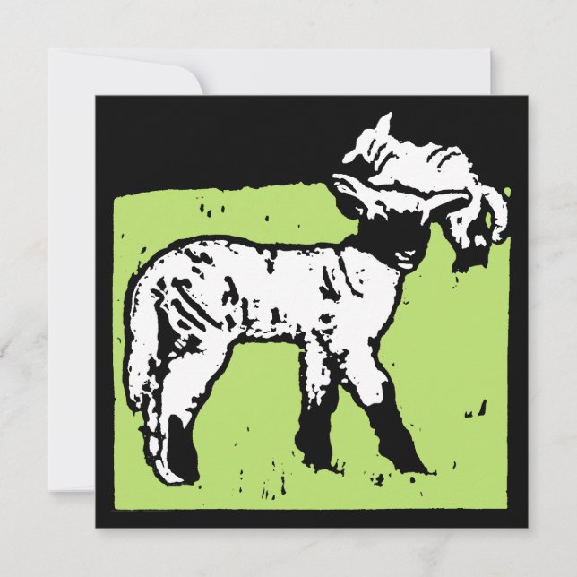 Viktorian Woodcut Boskap Får och lamm Meddelande (Framsida)