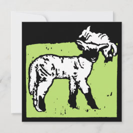 Viktorian Woodcut Boskap Får och lamm Meddelande