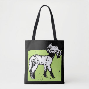 Viktorian Woodcut Lambs på Bag Tygkasse