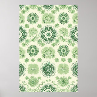 Viktorianinspirerad Grönt Botaniskt Tile Mönster Poster