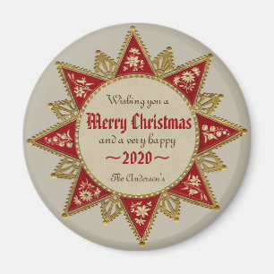 Viktoriansk 16-uddig guld-julstjärna, CC0964 Magnet