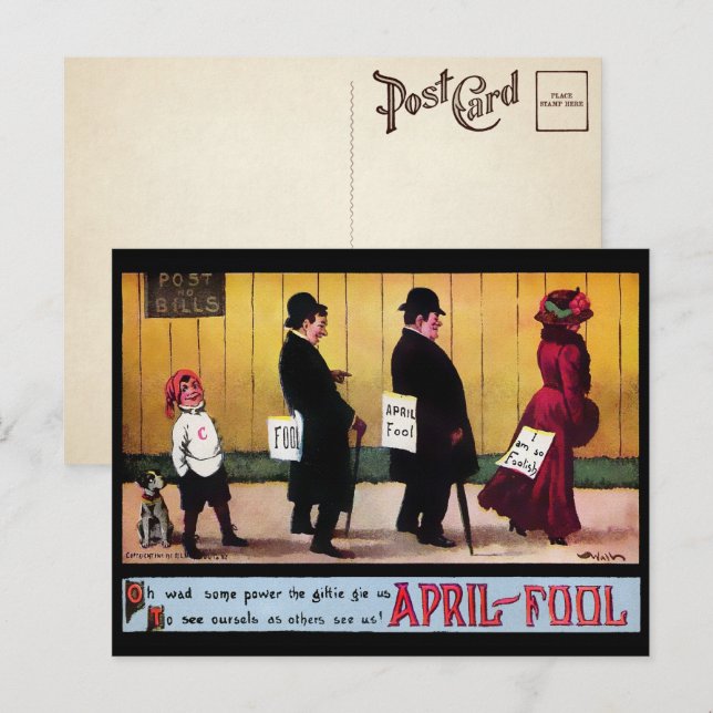 Viktoriansk Aprilskämt Postkort Vykort (Fram/baksida)