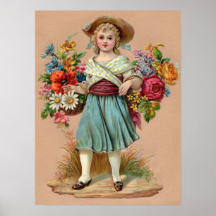 Viktoriansk blomflicka poster