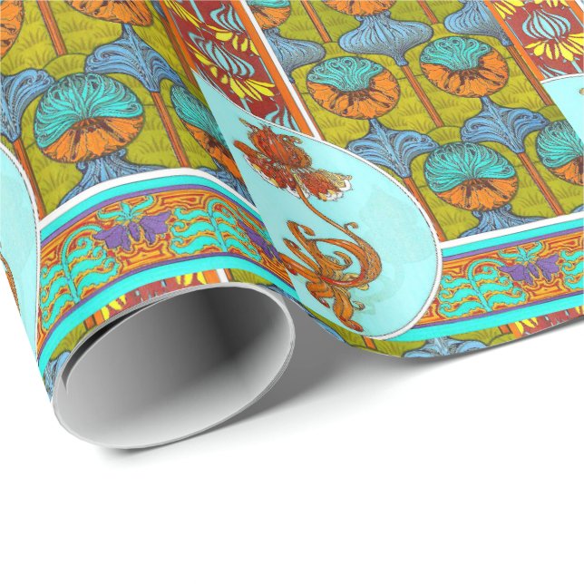 Viktoriansk blomma från vintagen art nouveau presentpapper (Rullad Hörn)