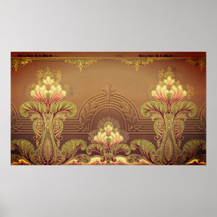 Viktoriansk blommigt frieze elegant blomma art nou poster