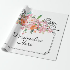 Viktoriansk blommigt hängande tecken bröllop rosa  presentpapper