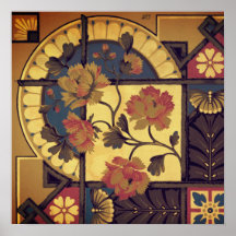 Viktoriansk blommigt och rödblå rödbrun