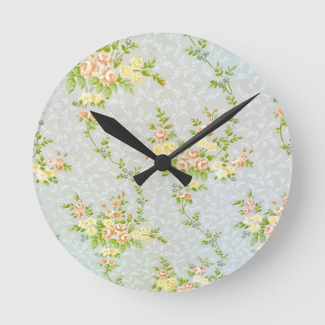 Viktoriansk Blommigt och Vine Wall Clock Rund Klocka (Framsida)