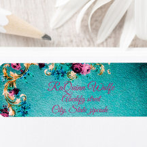 Viktoriansk blommigt ro blommor elegant teal rosa