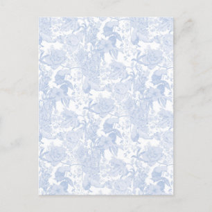 Viktoriansk Blommigt Toile in Wedgewood Blue Inbjudan Vykort