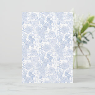 Viktoriansk Blommigt Toile in Wedgewood Blue on Wh Inbjudningar